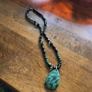 Green Lapis beaded necklace 12 inches